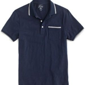Navy Blue Knit J Crew Mens Polo with white trim XL